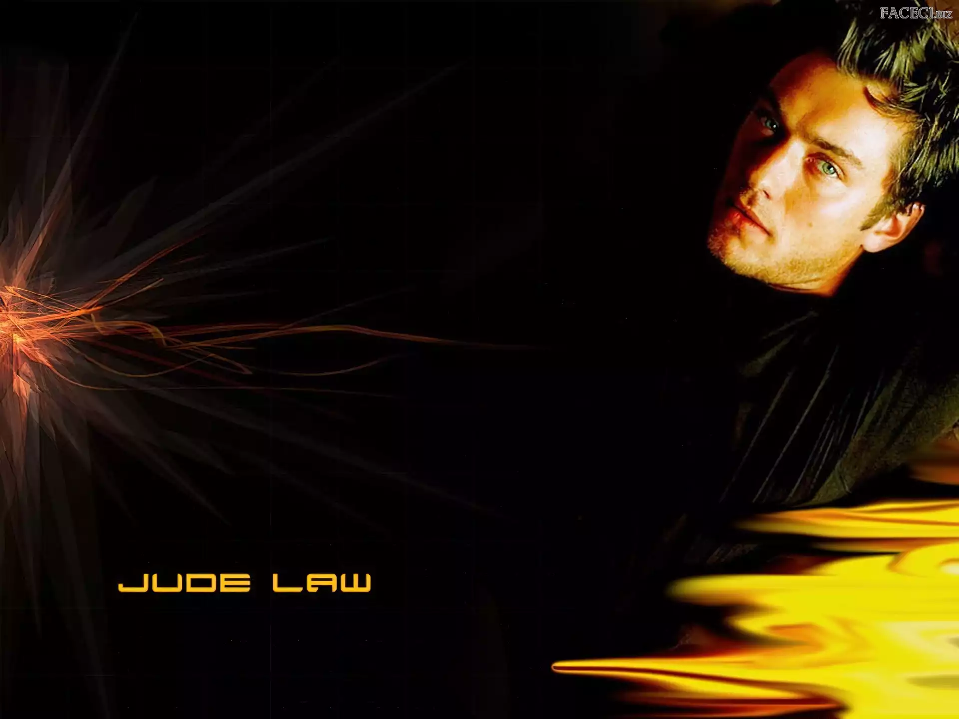 czarny strój, Jude Law, niebieskie oczy